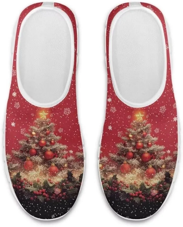 Women's Christmas Sneaker Casual Lightweight Low Top Running Shoes Cozy Slip On Non-Slip Holiday Walking Sneaker for Ladies US 5.5-11.5