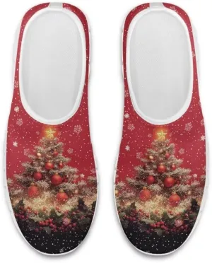 Women's Christmas Sneaker Casual Lightweight Low Top Running Shoes Cozy Slip On Non-Slip Holiday Walking Sneaker for Ladies US 5.5-11.5
