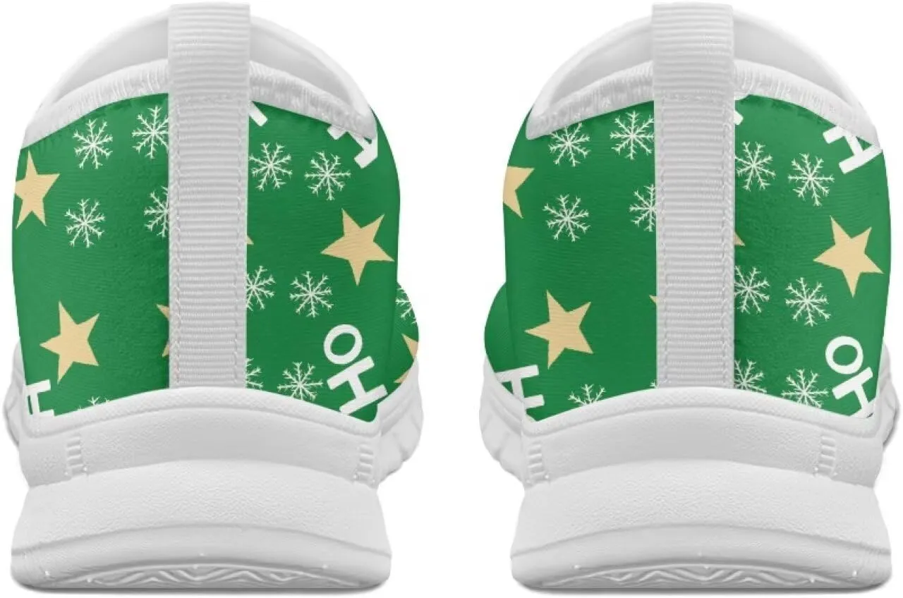Women's Christmas Sneaker Flat Soft Casual Low-Top Tennis Shoes Slip-On Lightweight Non-Slip Breathable Mesh Outdoor Sport Running Sneaker for Ladies US 5.5-11.5