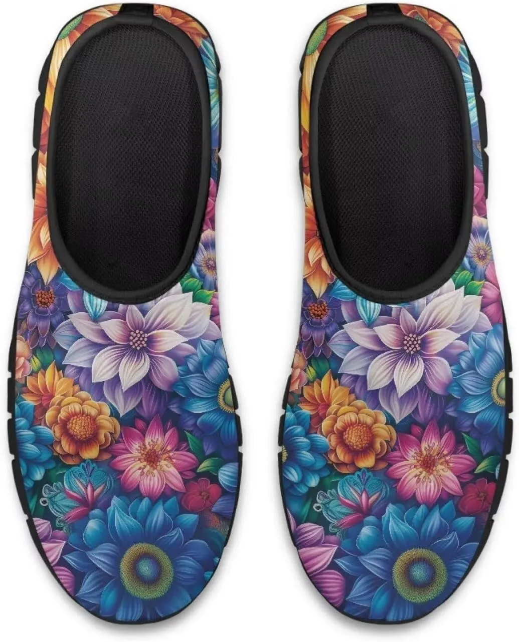 Women's Floral Print Sneaker Casual Cozy Low Top Running Shoes Lightweight Slip On Anti-Skid Workout Walking Sneaker for Teen Girls US 5.5-11.5