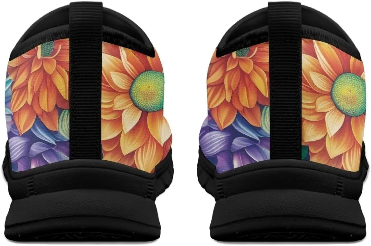 Women's Floral Print Sneaker Casual Cozy Low Top Running Shoes Lightweight Slip On Anti-Skid Workout Walking Sneaker for Teen Girls US 5.5-11.5