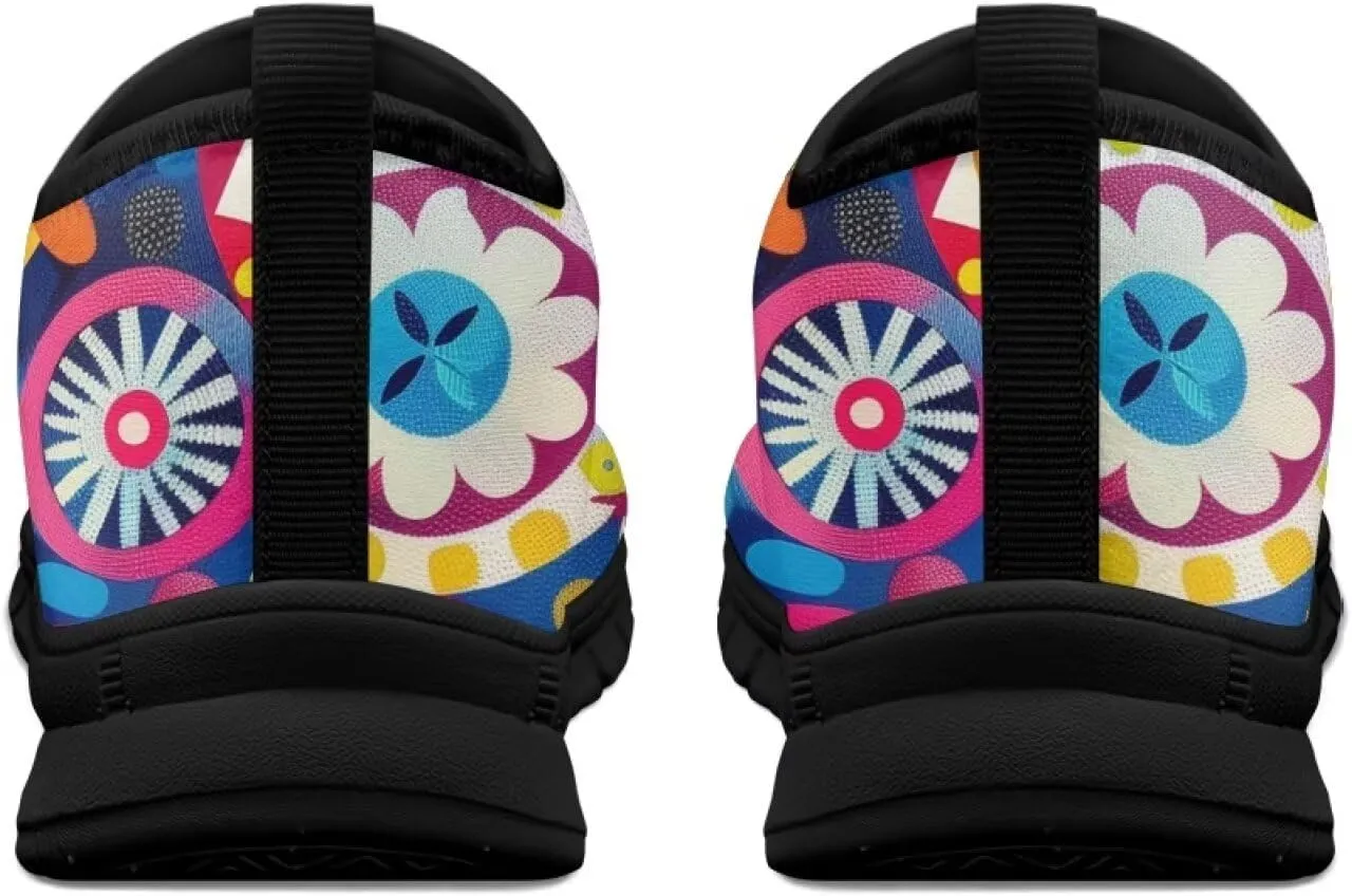 Women's Floral Print Sneaker Casual Cozy Low Top Running Shoes Lightweight Slip On Anti-Skid Workout Walking Sneaker for Teen Girls US 5.5-11.5