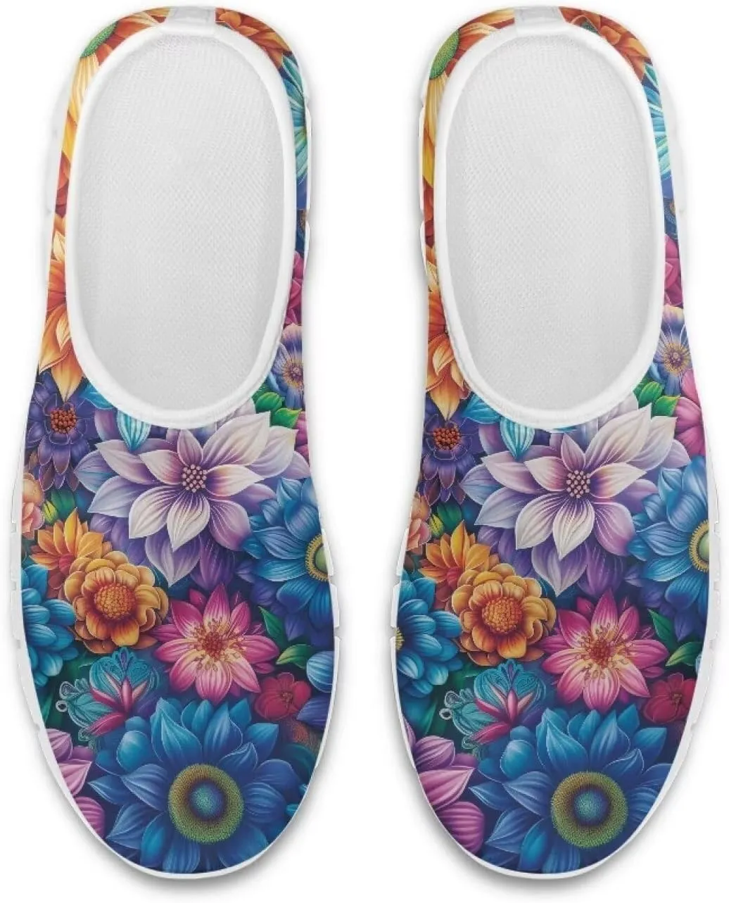 Women's Floral Print Sneaker Casual Low Top Soft Running Shoes Slip On Non Slip Lightweight Outdoor Walking Sneaker for Ladies US 5.5-11.5