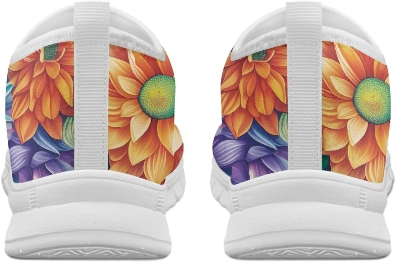 Women's Floral Print Sneaker Casual Low Top Soft Running Shoes Slip On Non Slip Lightweight Outdoor Walking Sneaker for Ladies US 5.5-11.5