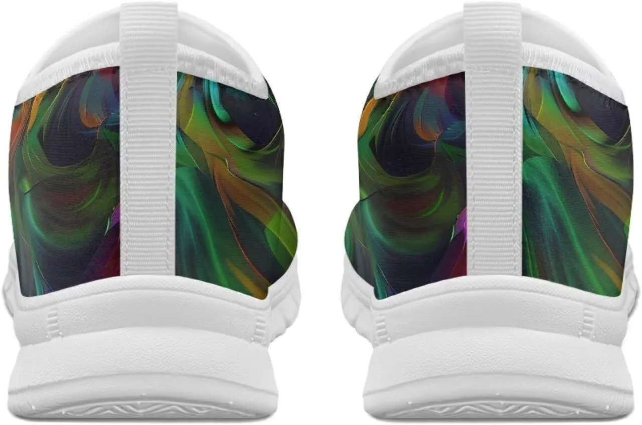 Women's Floral Print Sneaker Casual Low Top Soft Running Shoes Slip On Non Slip Lightweight Outdoor Walking Sneaker for Ladies US 5.5-11.5