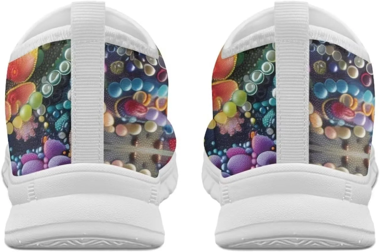Women's Floral Print Sneaker Casual Low Top Soft Running Shoes Slip On Non Slip Lightweight Outdoor Walking Sneaker for Ladies US 5.5-11.5
