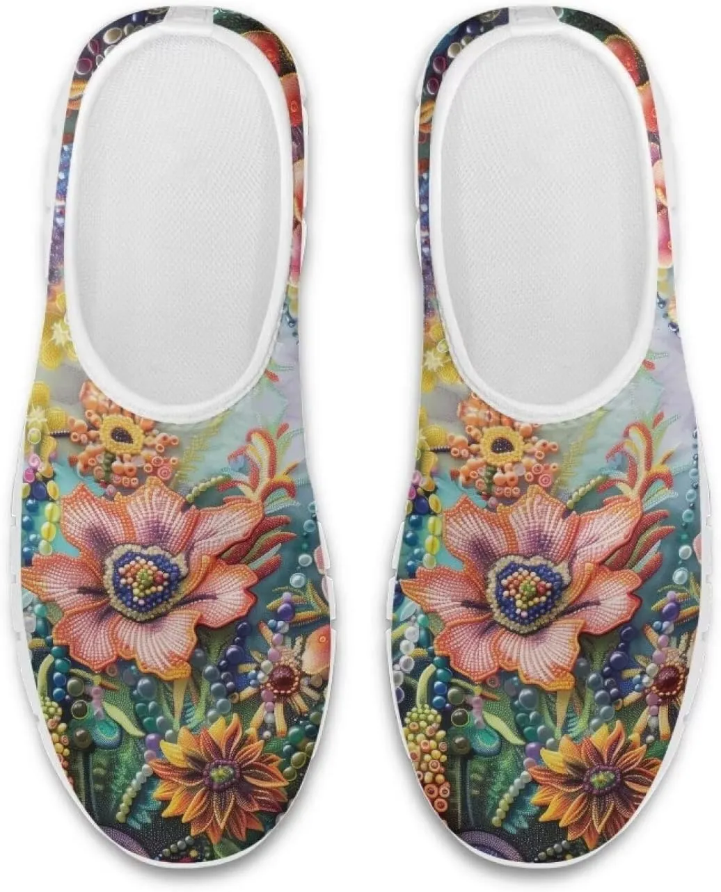 Women's Floral Print Sneaker Casual Low Top Soft Running Shoes Slip On Non Slip Lightweight Outdoor Walking Sneaker for Ladies US 5.5-11.5