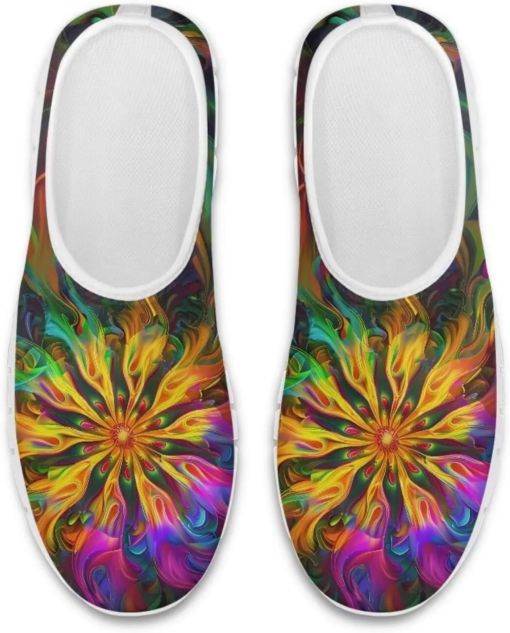 Women's Floral Print Sneaker Casual Low Top Soft Running Shoes Slip On Non Slip Lightweight Outdoor Walking Sneaker for Ladies US 5.5-11.5