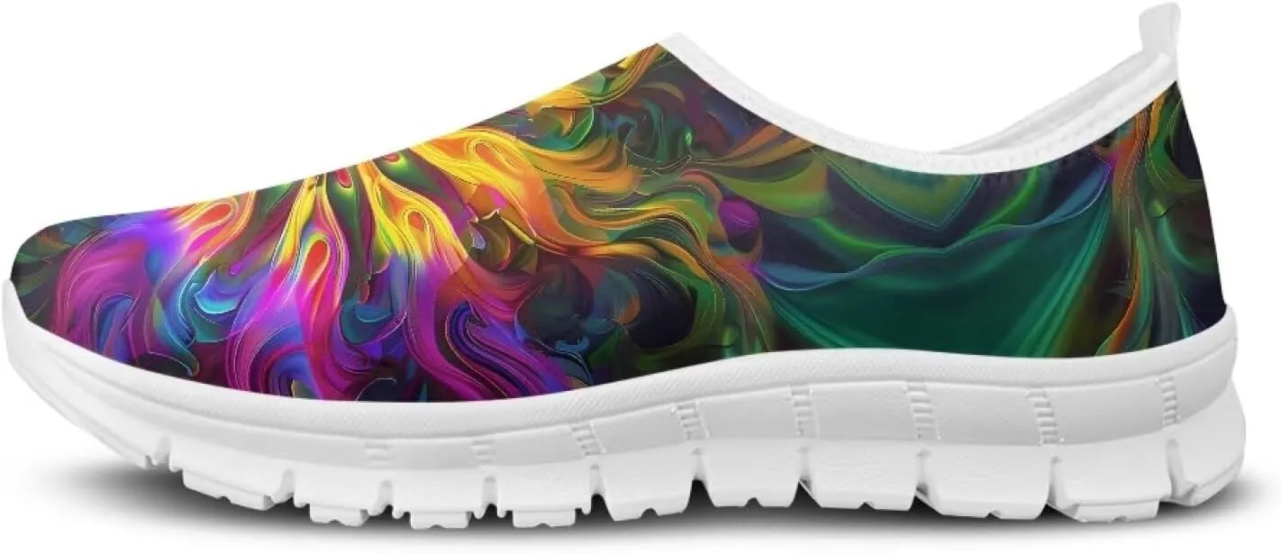 Women's Floral Print Sneaker Casual Low Top Soft Running Shoes Slip On Non Slip Lightweight Outdoor Walking Sneaker for Ladies US 5.5-11.5