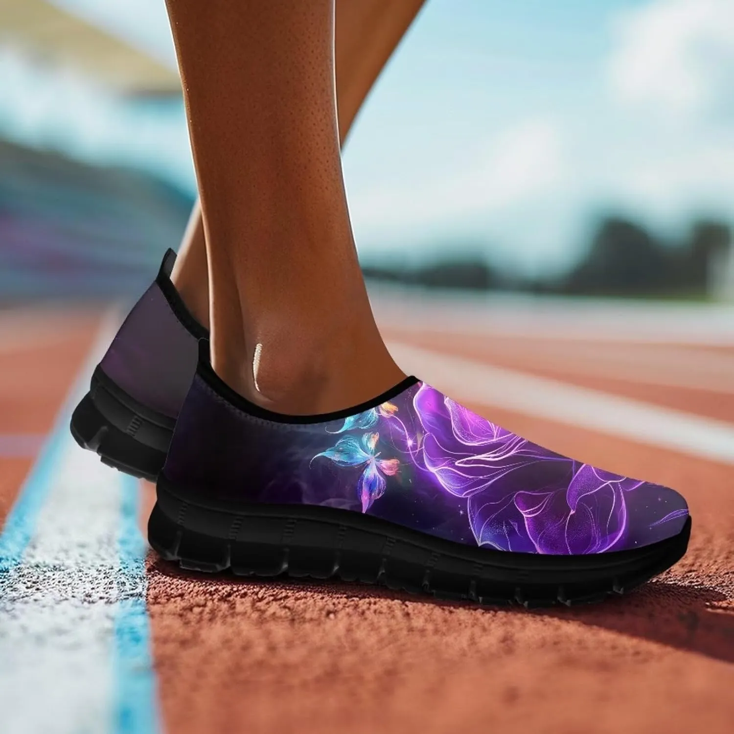 Women's Rose Sneaker Casual Low Top Lightweight Running Shoes Cozy Slip On Anti-Skid Outdoor Walking Sneaker for Ladies US 5.5-11.5