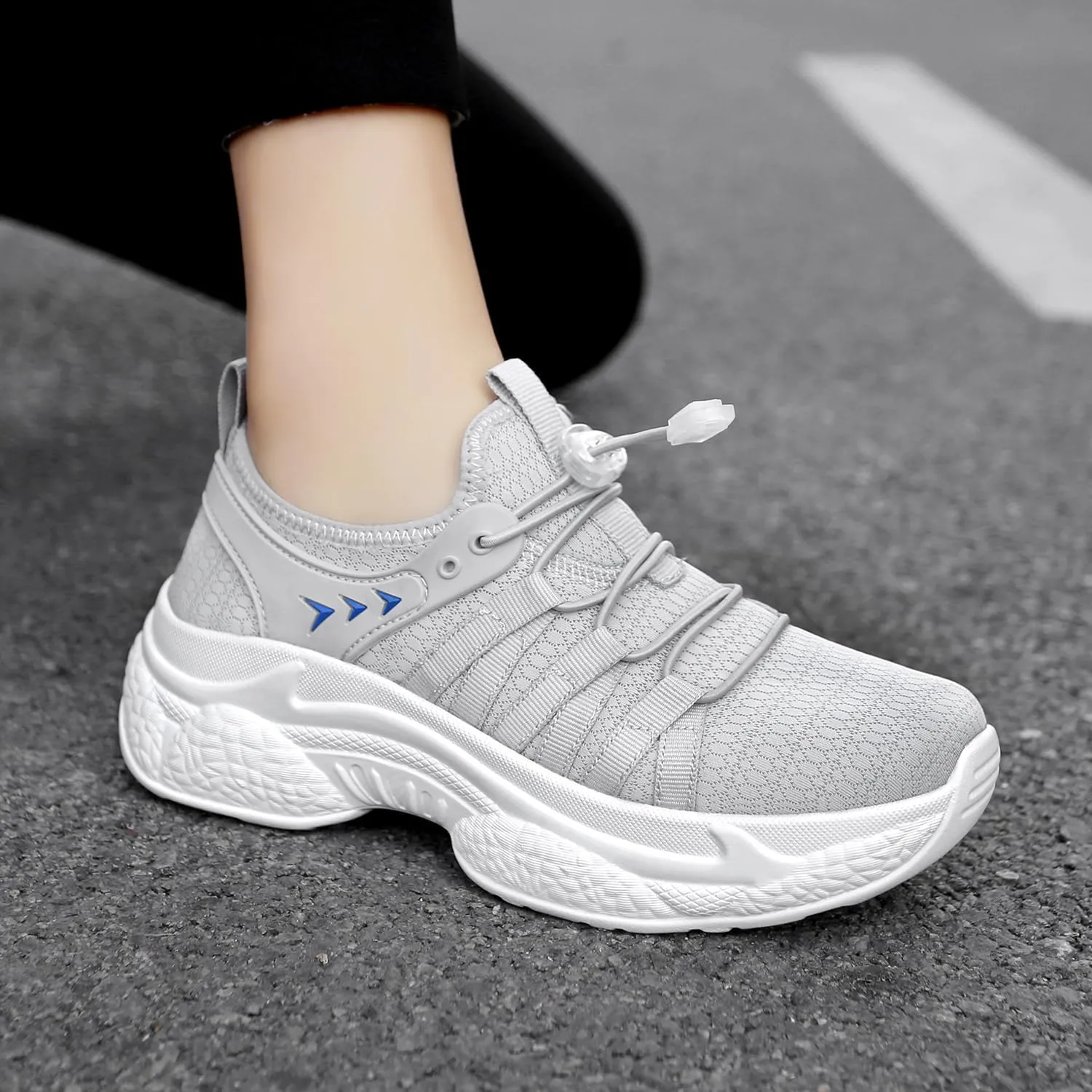 Womens Running Shoes Slip-on Walking Tennis Sneakers Lightweight Breathable Casual Soft Sole Mesh Workout Sports Shoes