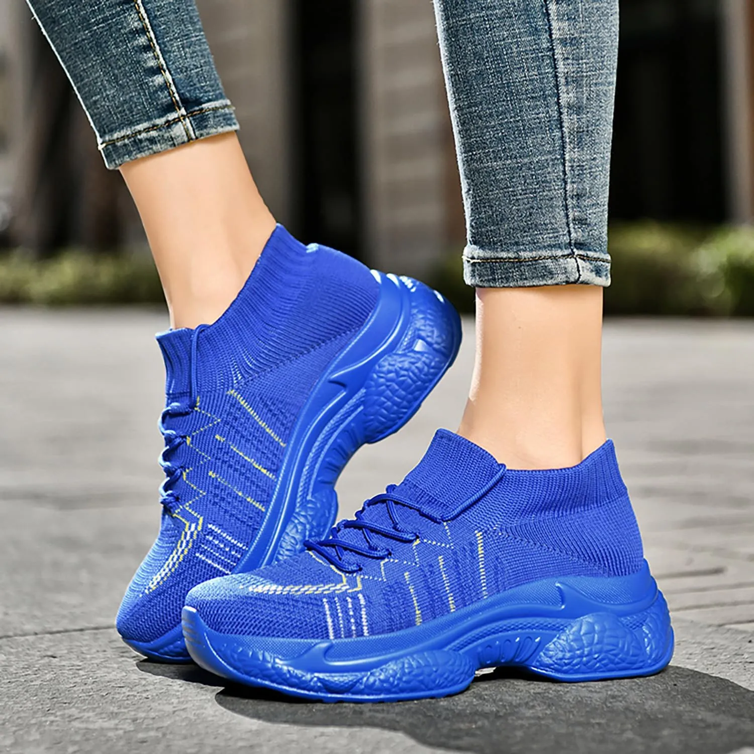 Womens Running Shoes Slip-on Walking Tennis Sneakers Lightweight Breathable Casual Soft Sole Mesh Workout Sports Shoes