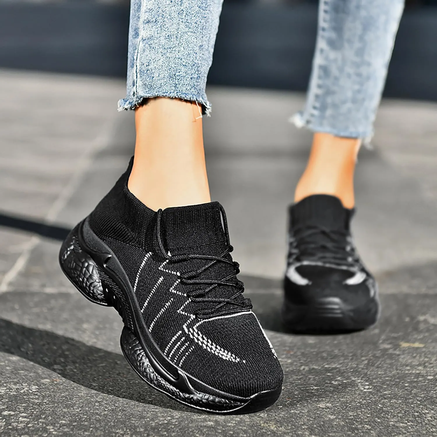Womens Running Shoes Slip-on Walking Tennis Sneakers Lightweight Breathable Casual Soft Sole Mesh Workout Sports Shoes