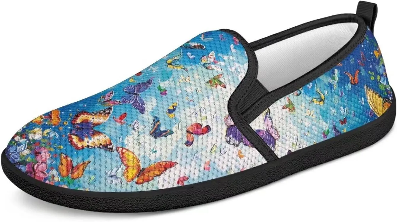 Women's Slip On Flat Sneakers Casual Loafers Mesh Art Pattern Comfort Soft Walking Shoes for Women Daily Travel Shoes US Size 6-11