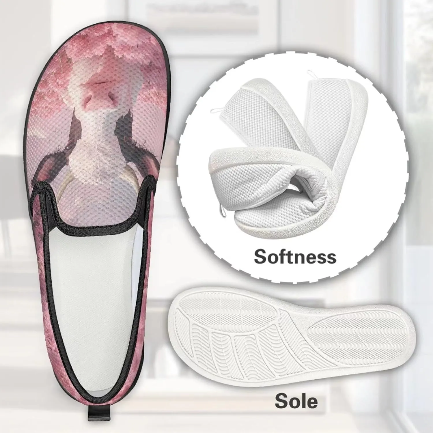 Women's Slip On Flat Sneakers Casual Loafers Mesh Art Pattern Comfort Soft Walking Shoes for Women Daily Travel Shoes US Size 6-11