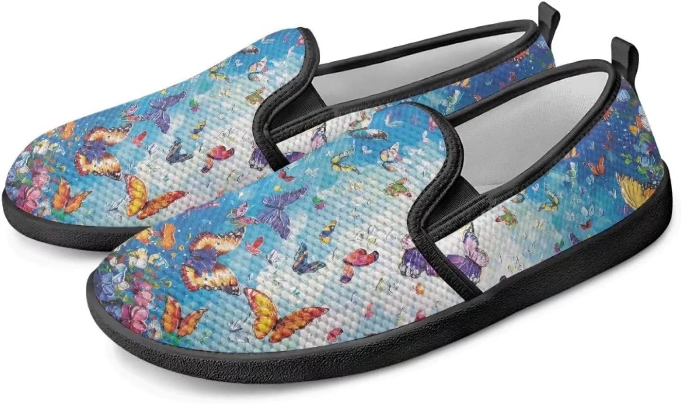 Women's Slip On Flat Sneakers Casual Loafers Mesh Art Pattern Comfort Soft Walking Shoes for Women Daily Travel Shoes US Size 6-11