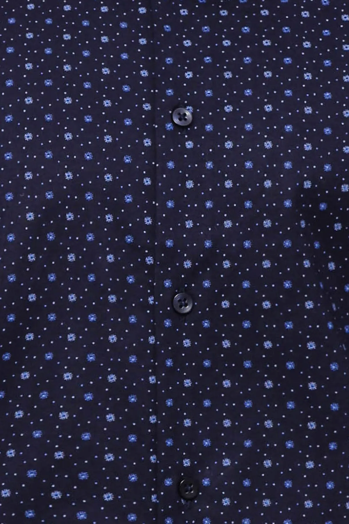 WSS Dot Patterned Long Sleeves Navy Blue Men's Shirt  - Singen