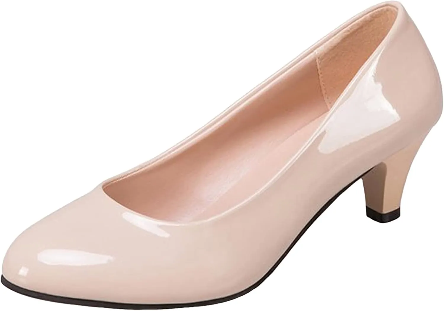 WUIWUIYU Womens Office Kitten Heels Pumps Slip On Evening Dress Work Cute Sexy Pump Shoes