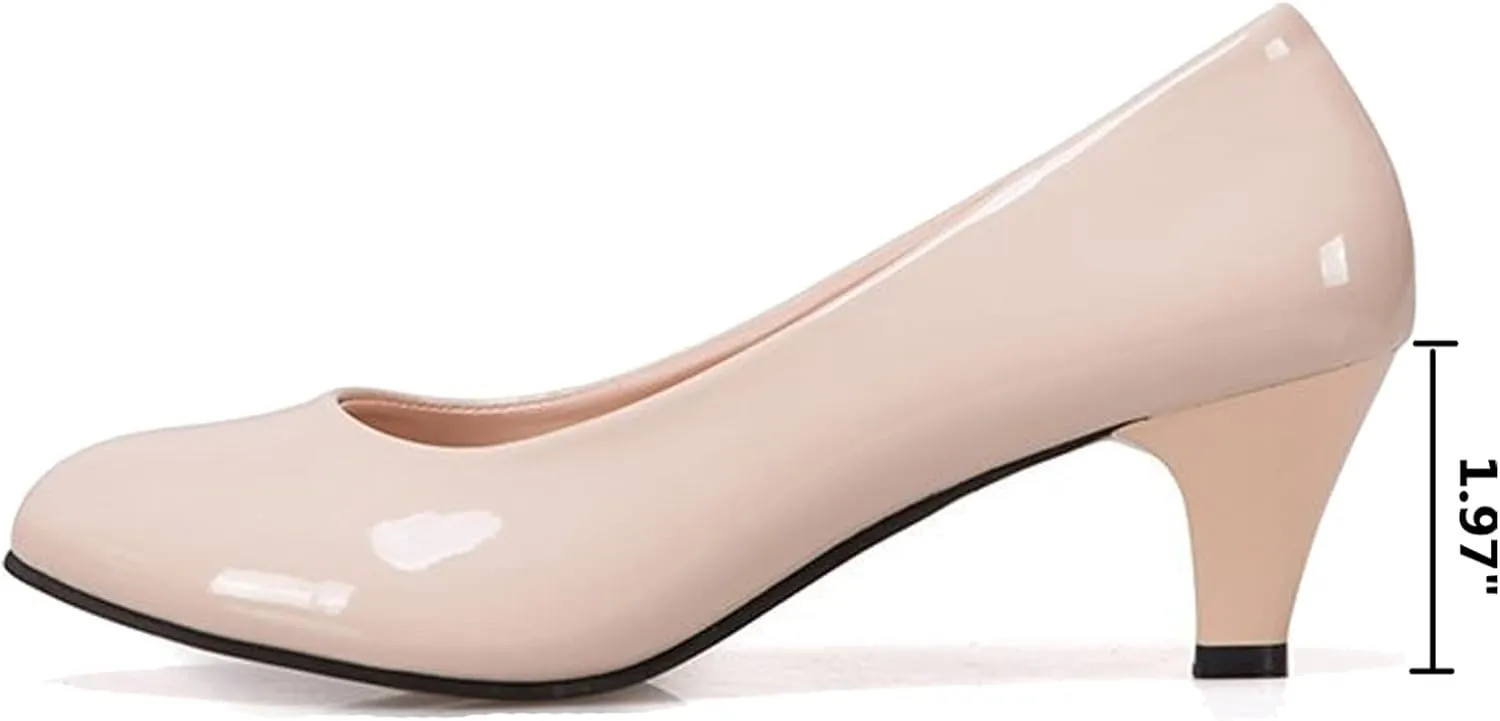WUIWUIYU Womens Office Kitten Heels Pumps Slip On Evening Dress Work Cute Sexy Pump Shoes