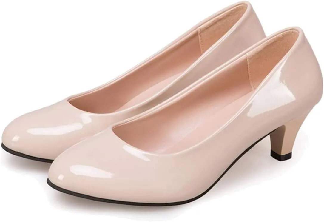 WUIWUIYU Womens Office Kitten Heels Pumps Slip On Evening Dress Work Cute Sexy Pump Shoes