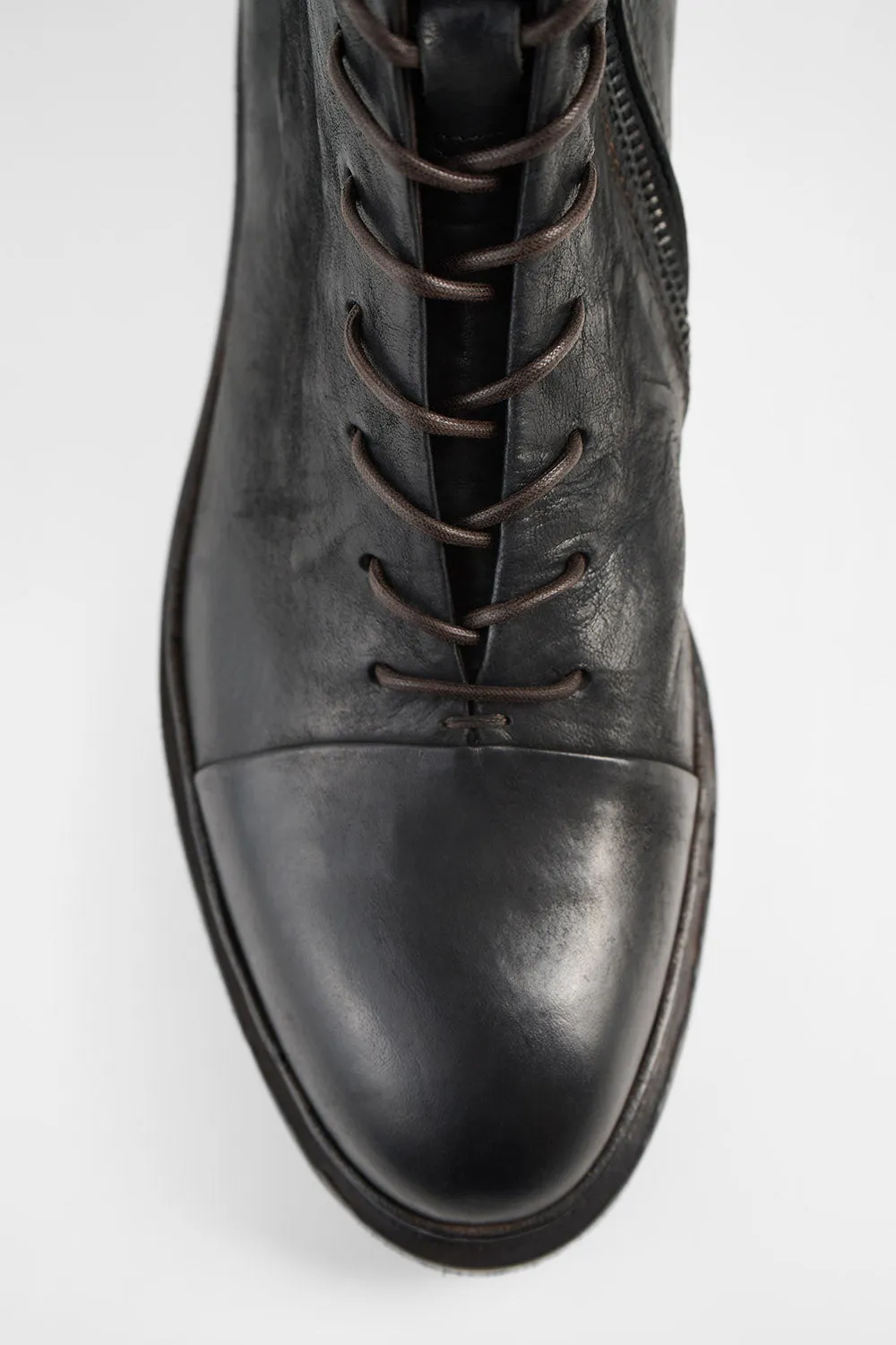 YALE matte-black welted oxford lace up boots.