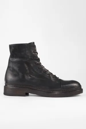 YALE matte-black welted oxford lace up boots.