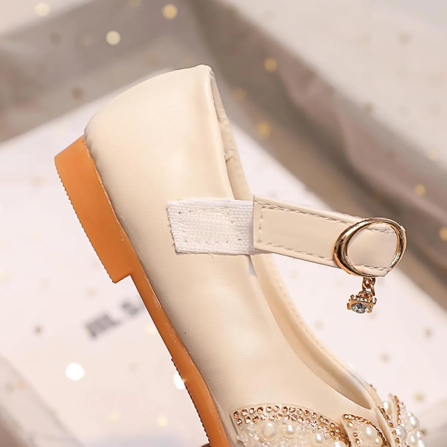 YIBLBOX Toddler Girl Dress Shoes Pearl Mary Jane Ballet Flats Toddler Little Kid Wedding Party Flower Girl Shoes